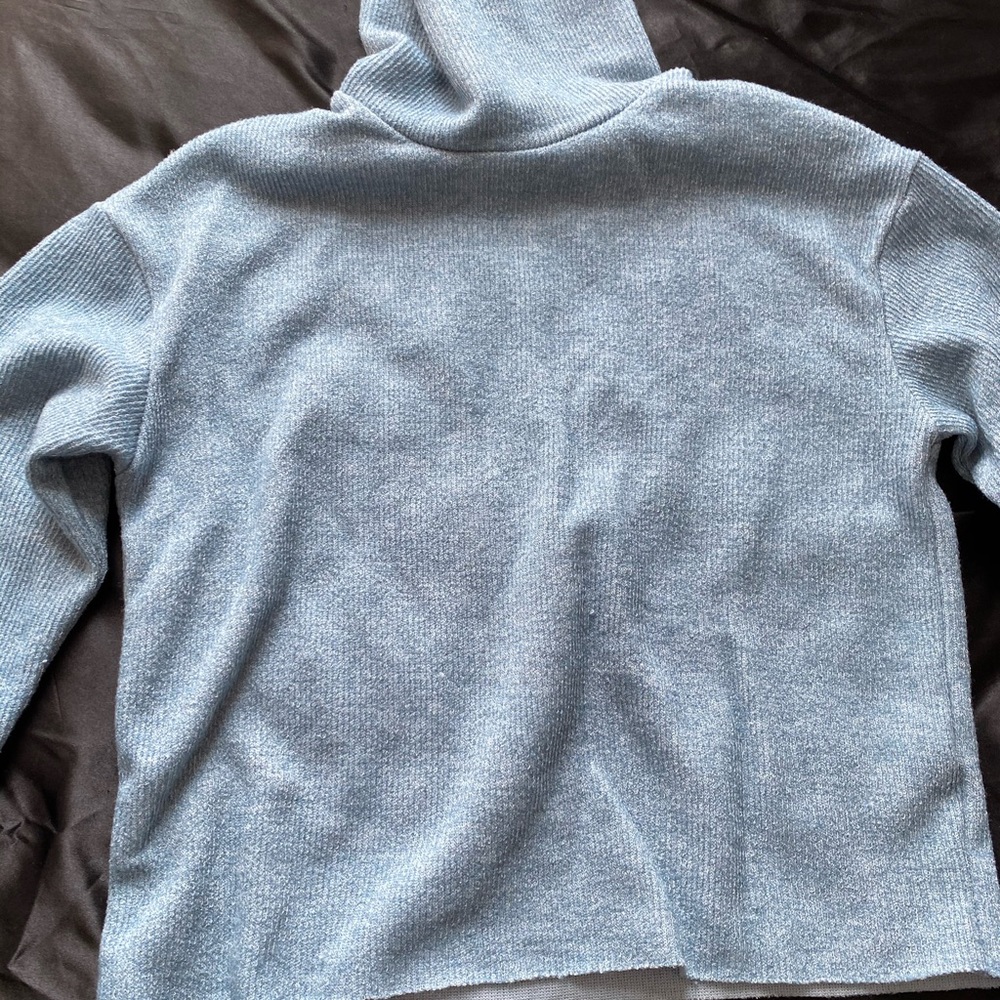 Blue and white turtleneck